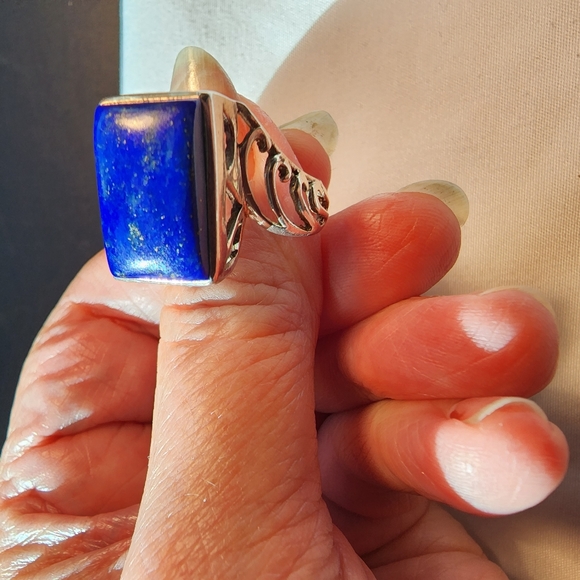 GENUINE LAPIS STERLING SILVER RING SIZE 10.5 - Picture 1 of 7